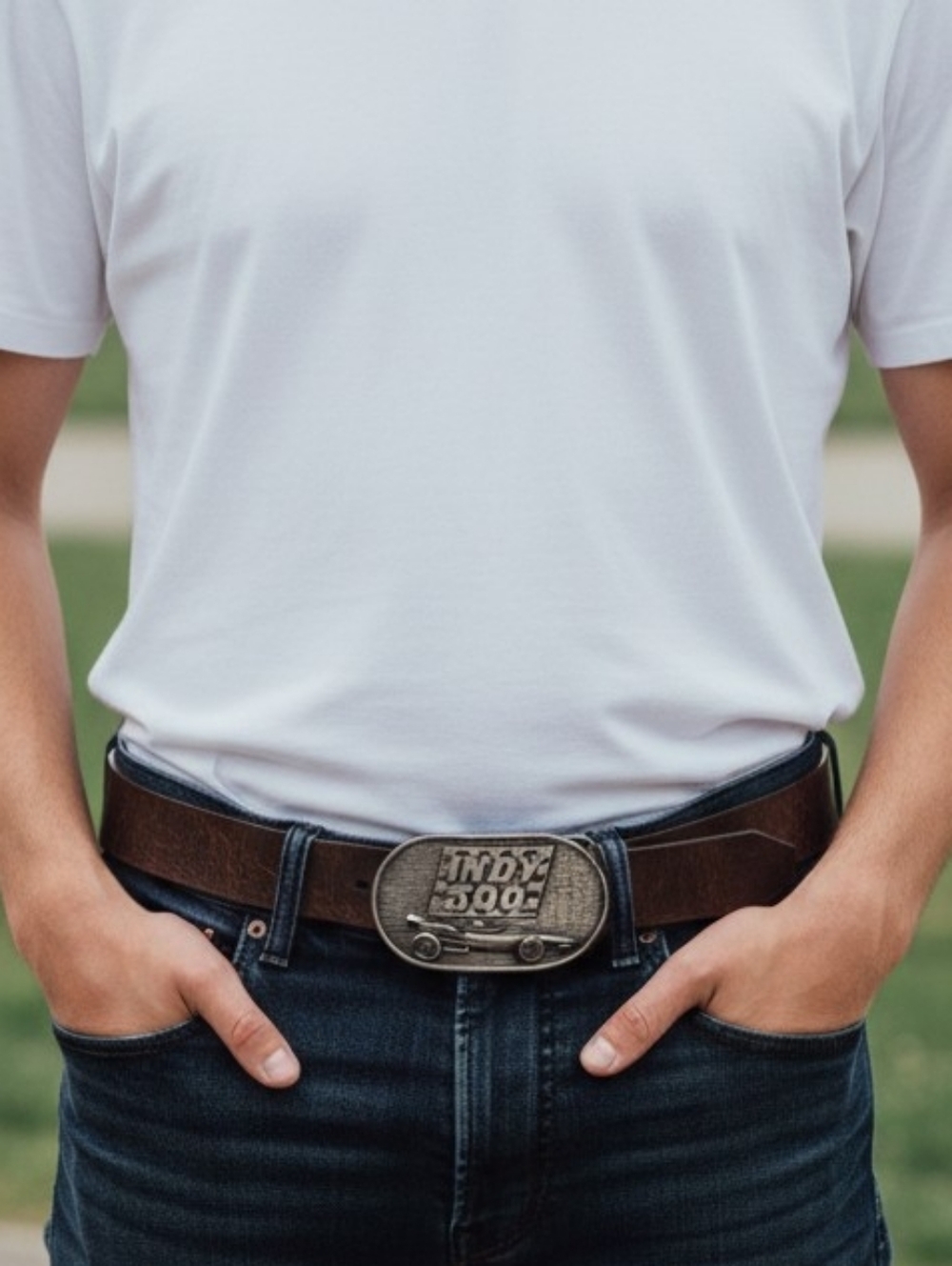 Bergamot Brass Works- Indy 500 Vintage 1977 Solid Belt Buckle 'The Brickyard'